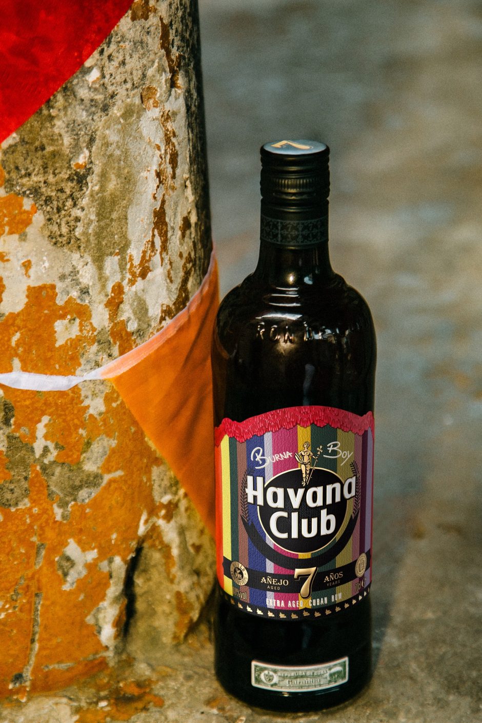 Havana Club x Burna Boy Limited edition bottle in th street